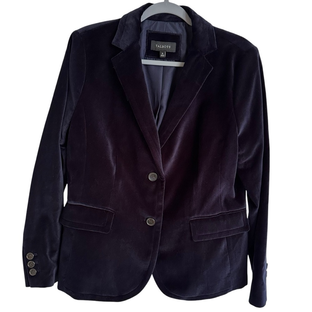 NWOT Talbots size 12 Blue Velvet‎ Classic Blazer Jacket Career Academia Work New